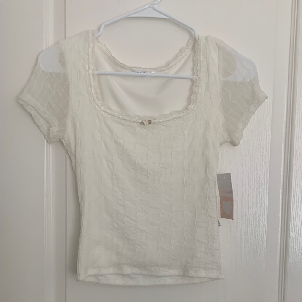 Elegant White Lace Trim Top